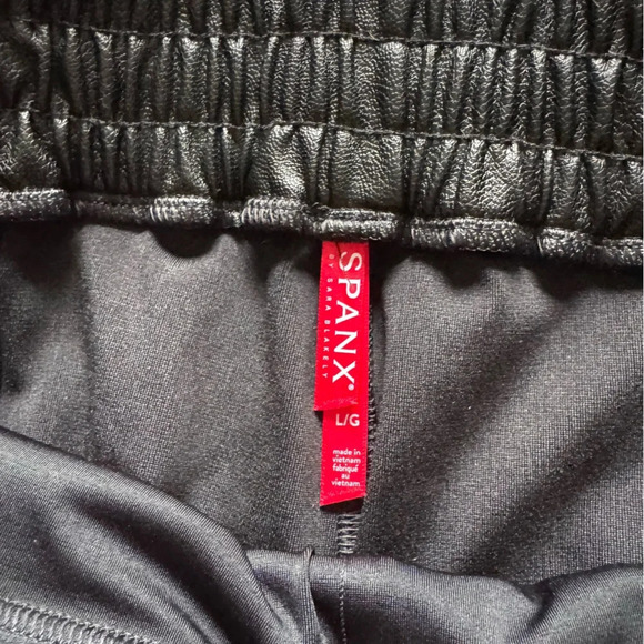 SPANX Faux Leather Jogger black brown high rise pull on large - Picture 3 of 13